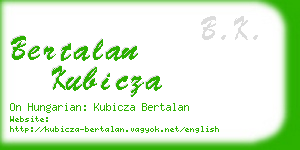 bertalan kubicza business card